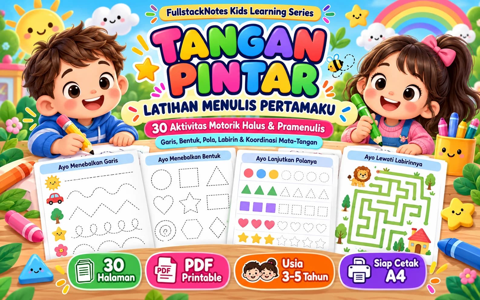 My First Writing Practice | 30 Pages of Fine Motor Skills Activities for Kids