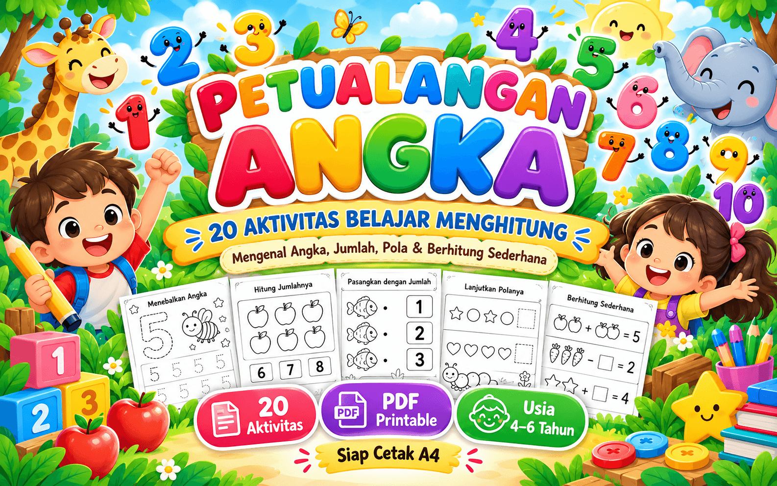 Number Adventure — 20 Fun Counting & Early Math Activities for Preschool Kids