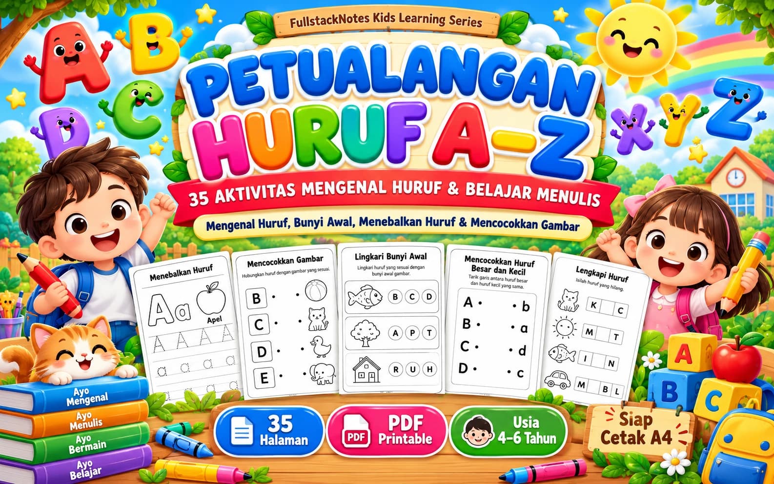 Alphabet Adventure A–Z — Preschool Letter Recognition & Pre-Writing Activity Book